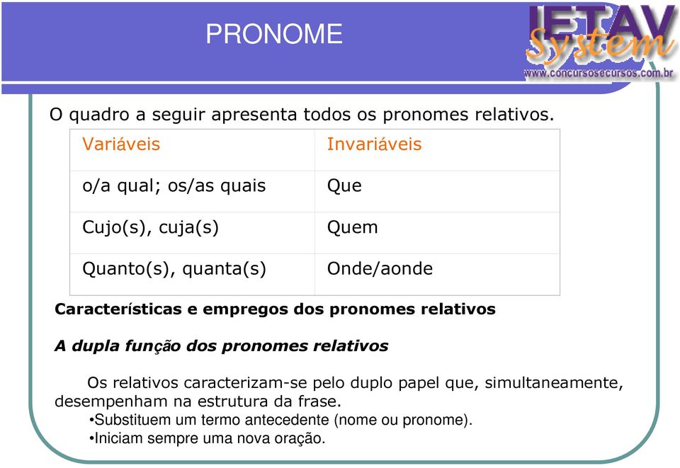 antecedente (nome ou pronome).