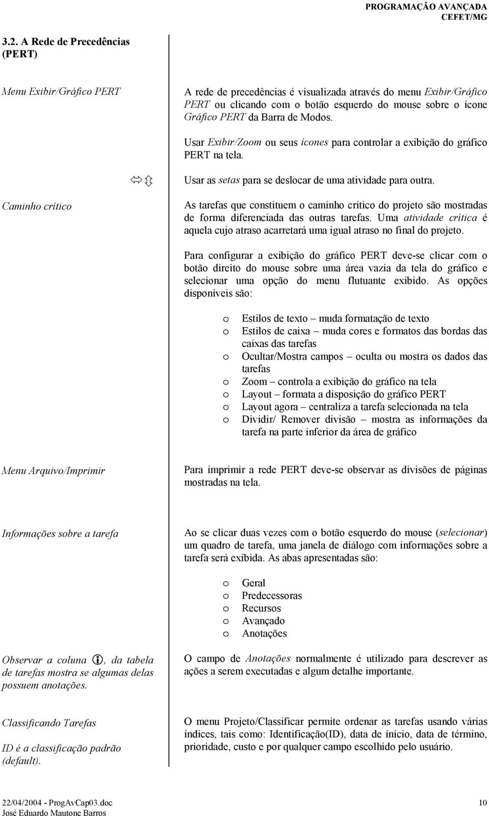 Caminho crítico As tarefas que constituem o caminho crítico do projeto são mostradas de forma diferenciada das outras tarefas.