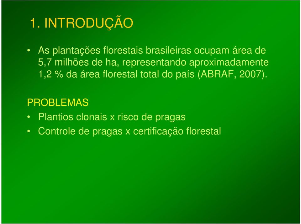 área florestal total do país (ABRAF, 2007).