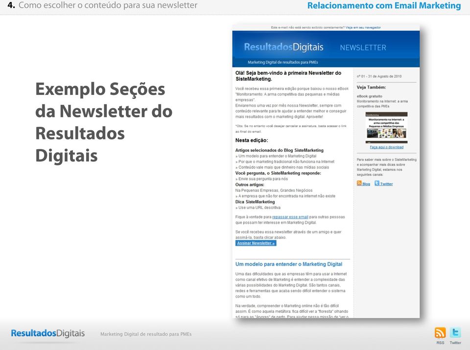 Email Marketing Exemplo Seções da