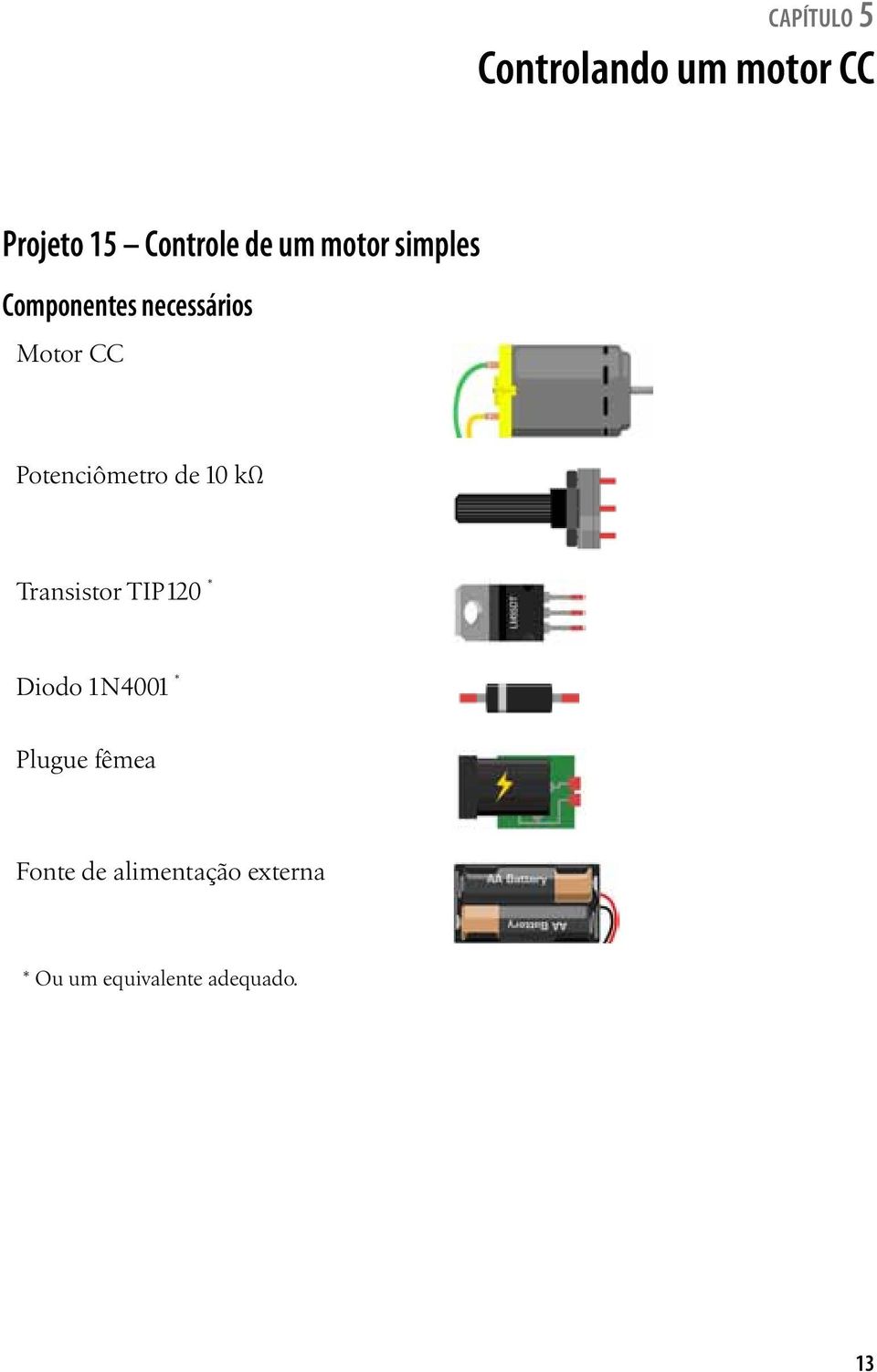 de 10 kω Transistor TIP120 * Diodo 1N4001 * Plugue