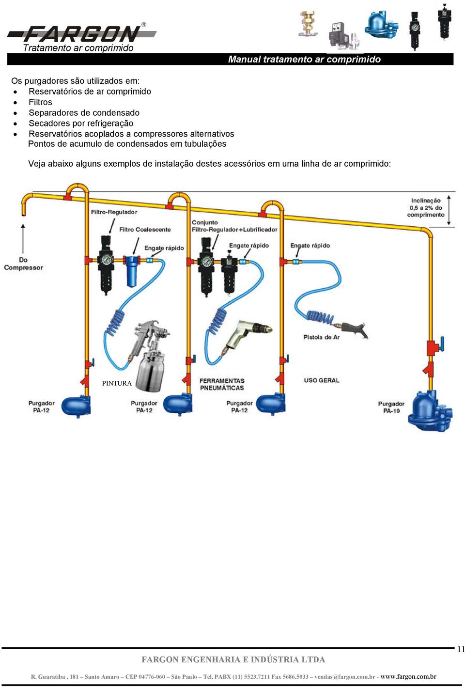 compressores alternativos Pontos de acumulo de condensados em tubulações Veja