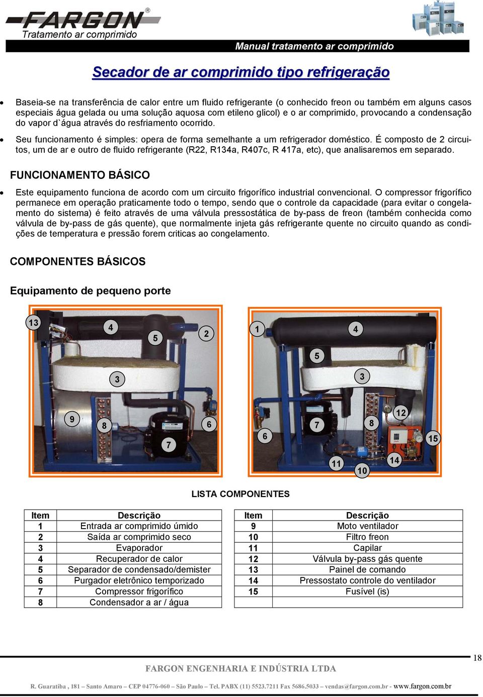 É composto de 2 circuitos, um de ar e outro de fluido refrigerante (R22, R134a, R407c, R 417a, etc), que analisaremos em separado.