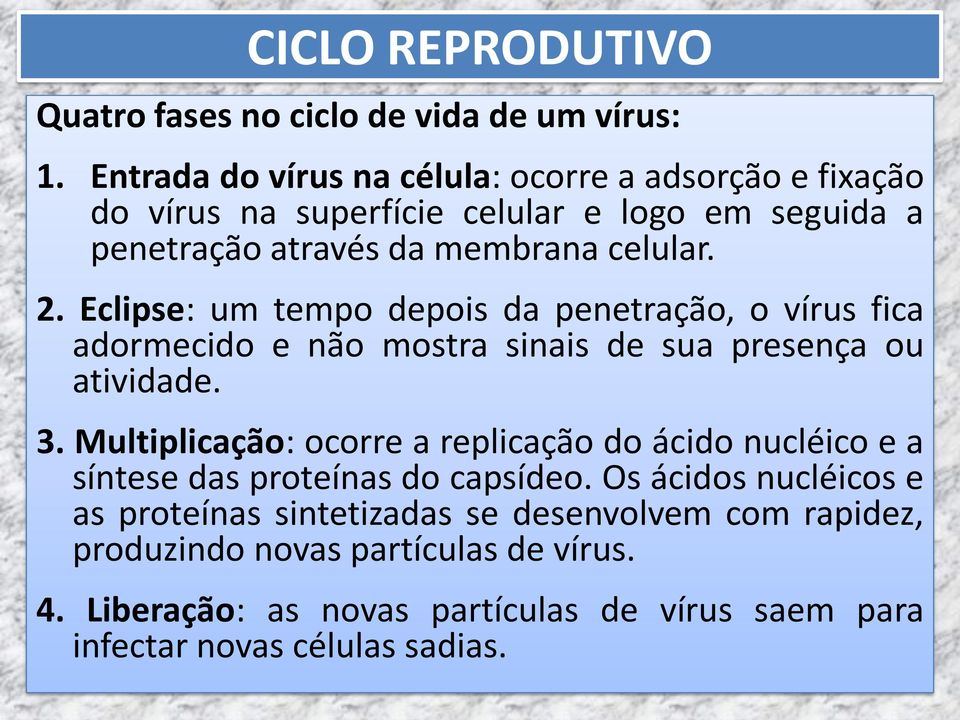 Eclipse: um tempo depois da penetração, o vírus fica adormecido e não mostra sinais de sua presença ou atividade. 3.