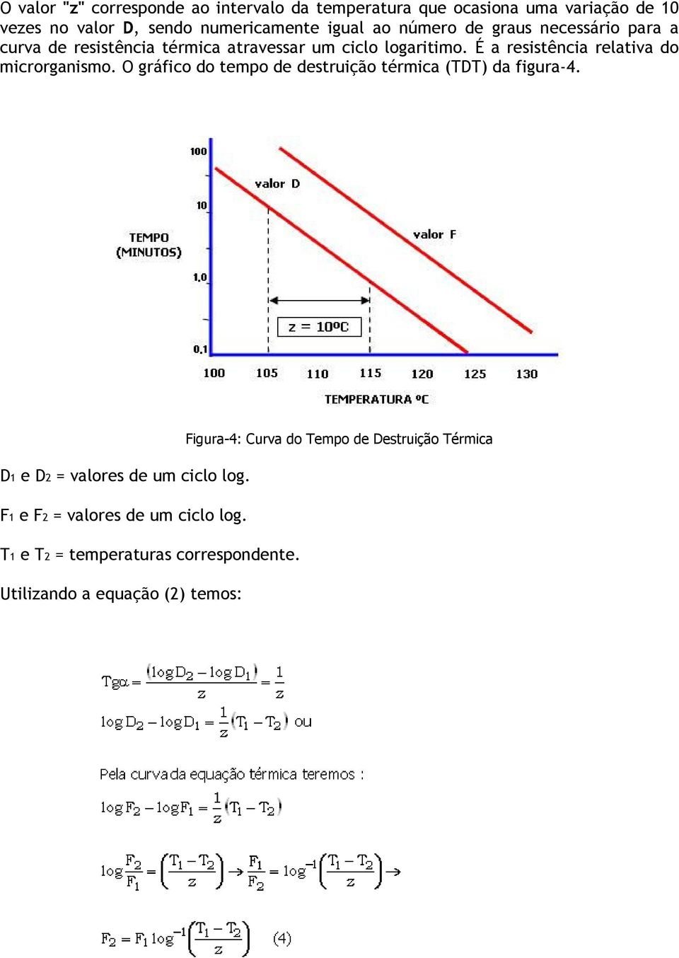 É a resistência relativa do microrganismo. O gráfico do tempo de destruição térmica (TDT) da figura-4.