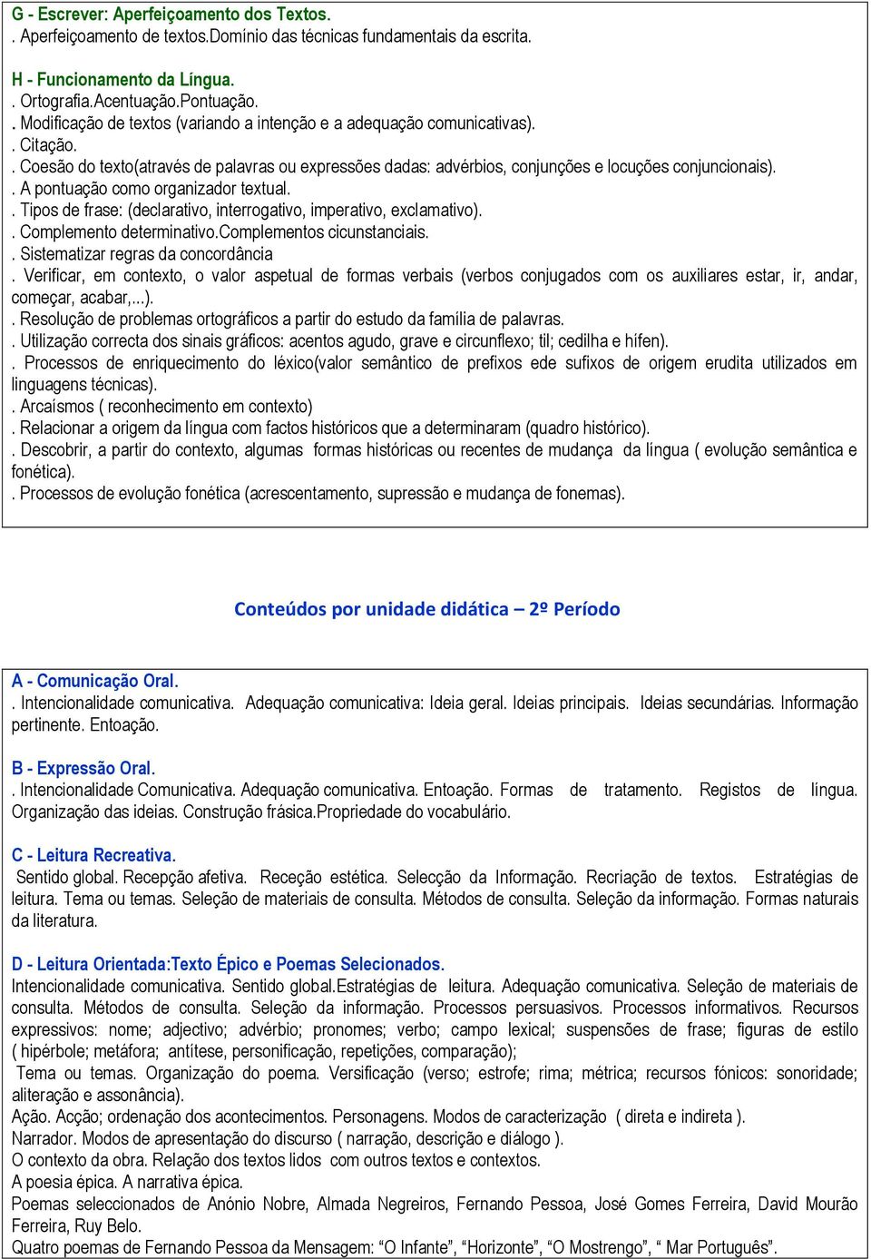 . A pontuação como organizador textual.. Tipos de frase: (declarativo, interrogativo, imperativo, exclamativo).. Complemento determinativo.complementos cicunstanciais.