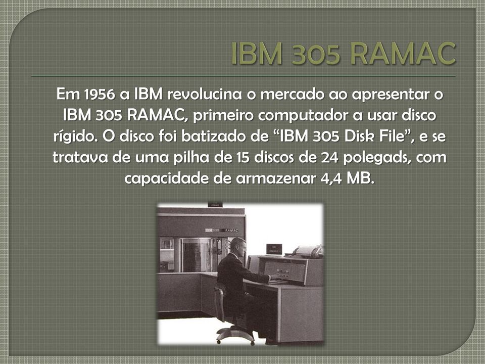 O disco foi batizado de IBM 305 Disk File, e se tratava de