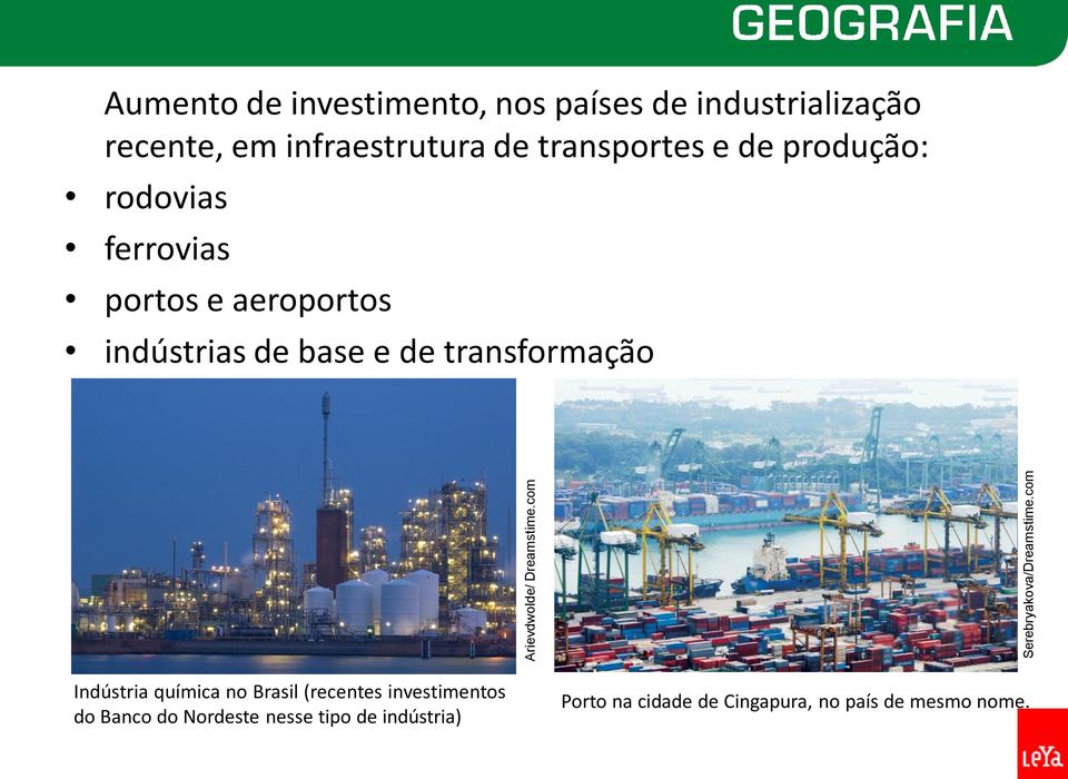 transportes e de produção: rodovias ferrovias portos e aeroportos indústrias de base e de