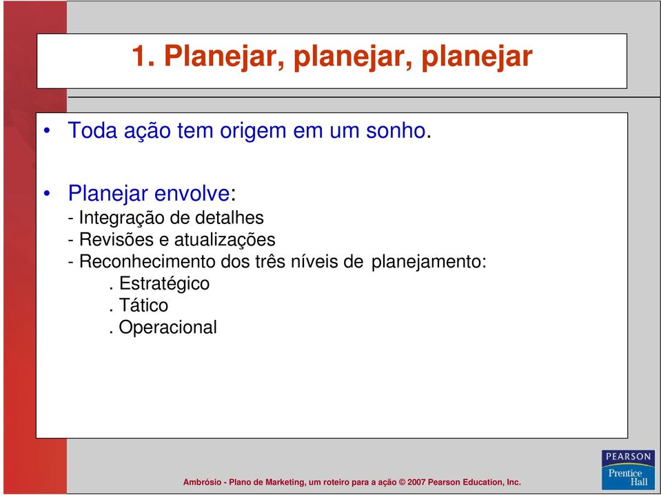 Planejar envolve: - Integração de detalhes - Revisões