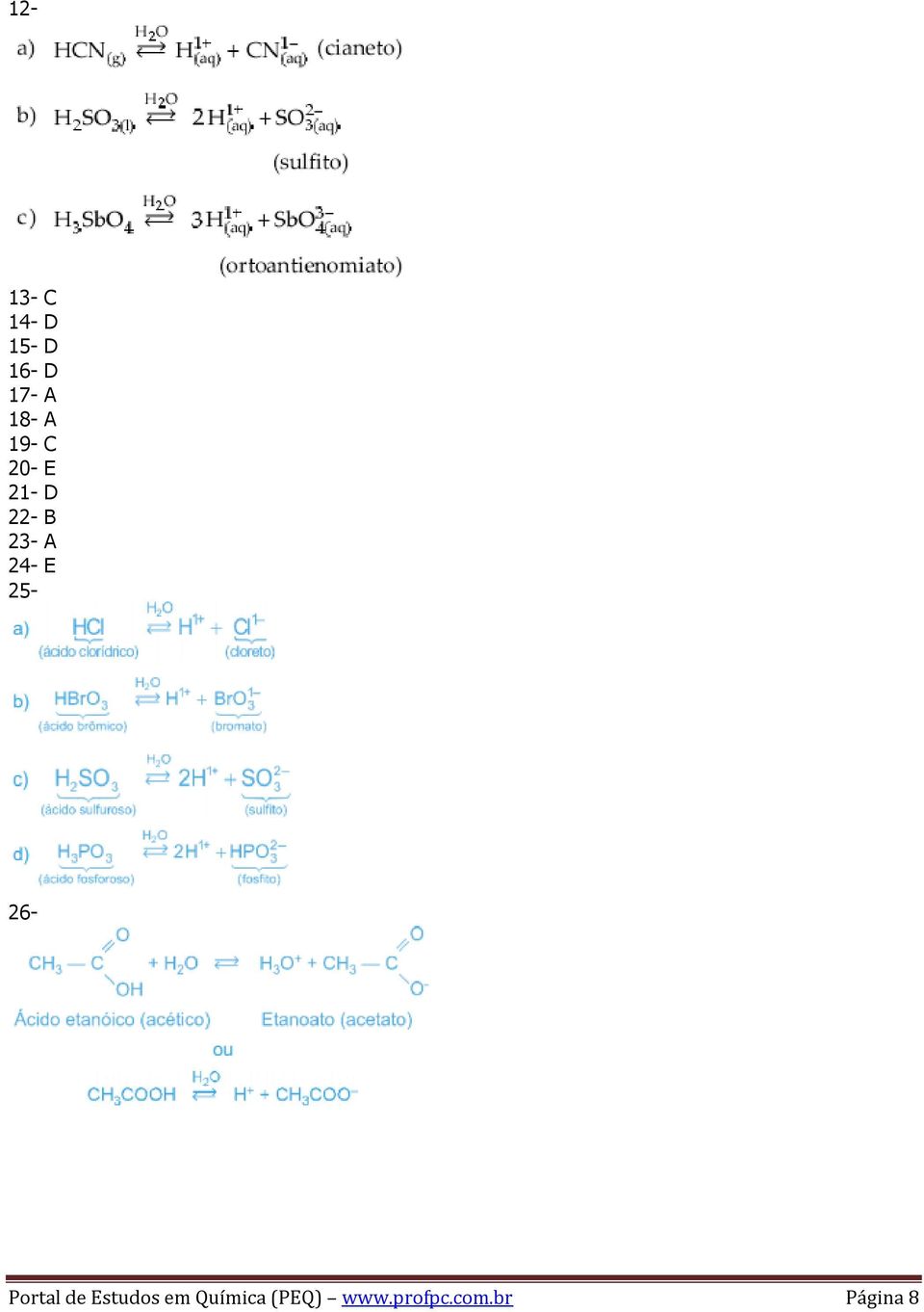 28- j) NO 2 - HNO 2 Nitrito k) ClO - HClO Hipoclorito l) PO 4 H 3 PO 4 Fosfato m) ClO 4 - HClO 4 Perclorato n)