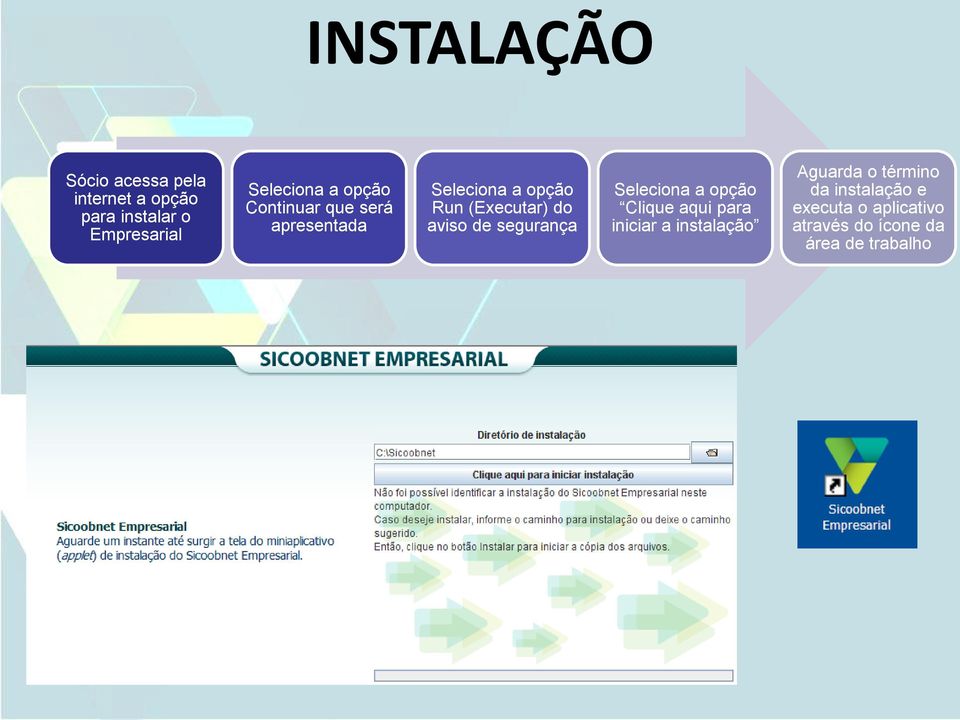 do aviso de segurança Seleciona a opção Clique aqui para iniciar a instalação