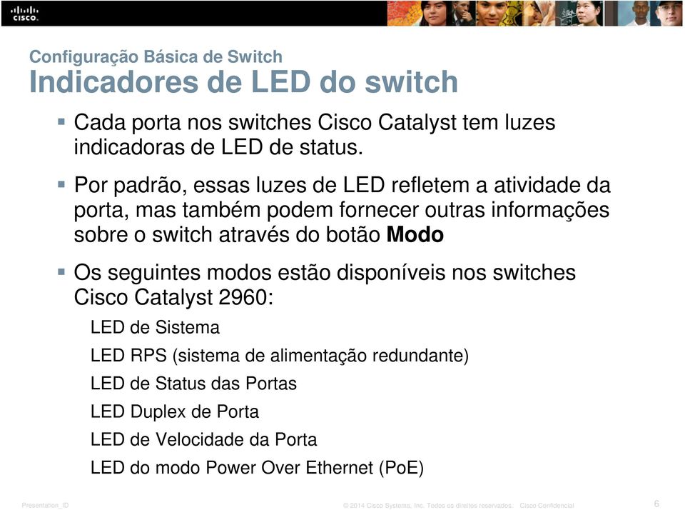 Por padrão, essas luzes de LED refletem a atividade da porta, mas também podem fornecer outras informações sobre o switch através do