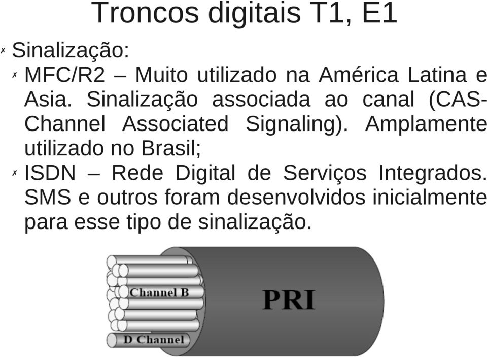 Sinalização associada ao canal (CAS- Channel Associated Signaling).