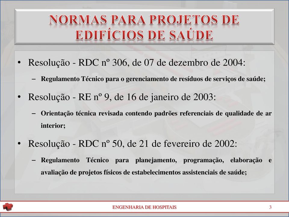 qualidade de ar interior; Resolução - RDC nº 50, de 21 de fevereiro de 2002: Regulamento Técnico para planejamento,