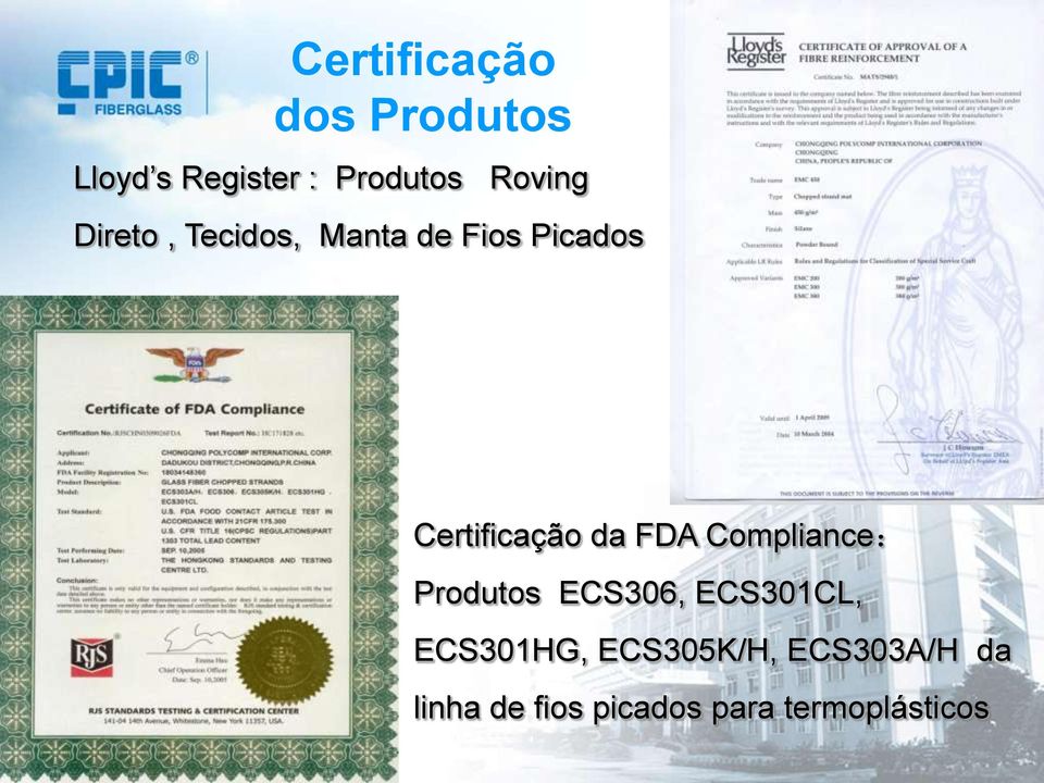 da FDA Compliance: Produtos ECS306, ECS301CL, ECS301HG,