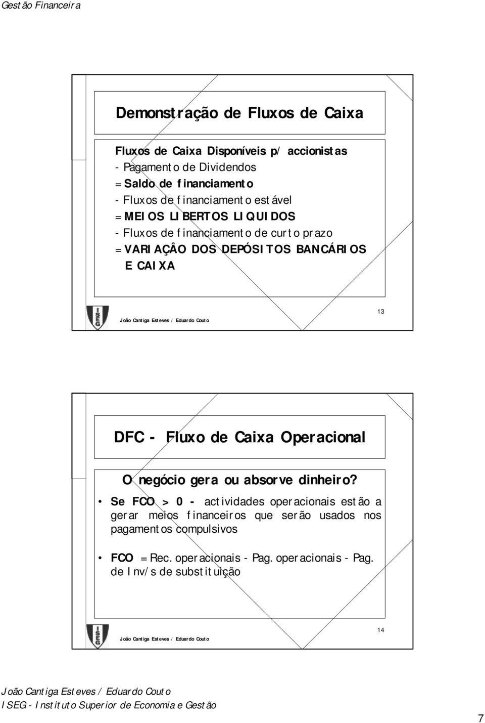 - Fluxo de Caixa Operacional O negócio gera ou absorve dinheiro?