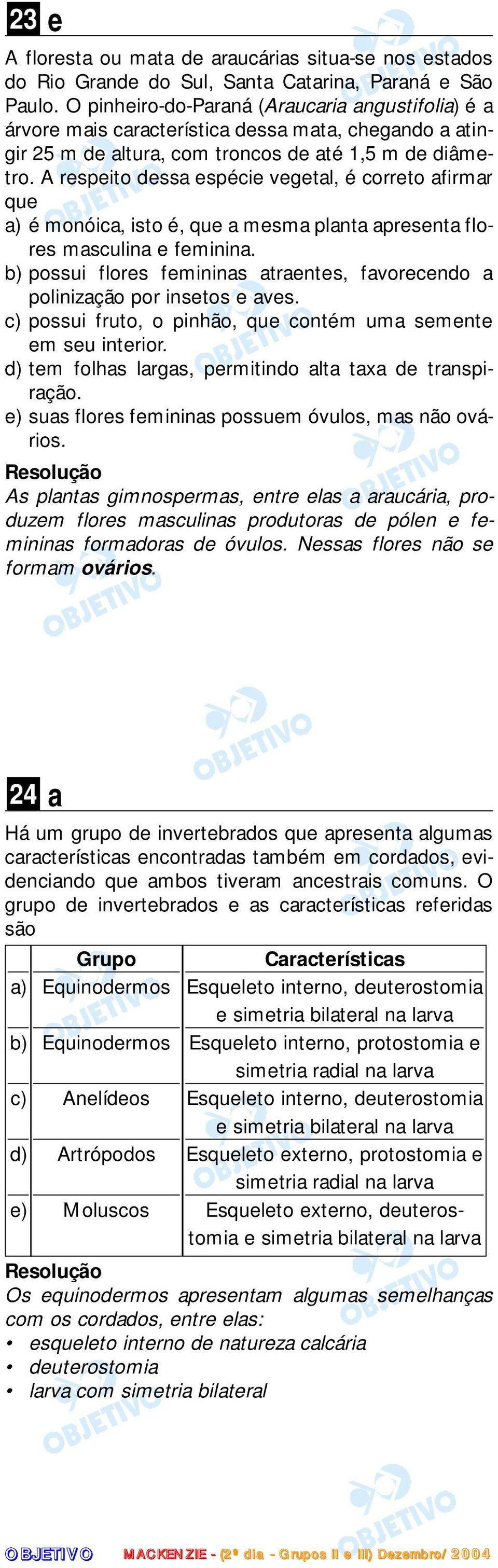 A respeito dess espécie vegetl, é correto firmr que ) é monóic, isto é, que mesm plnt present flores msculin e feminin. b) possui flores feminins trentes, fvorecendo polinizção por insetos e ves.