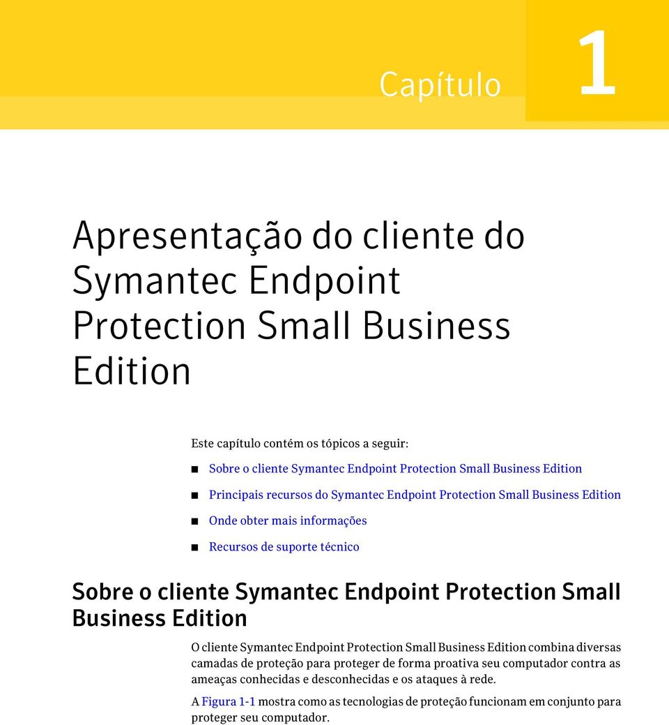 Endpoint Protection Small Business Edition O cliente Symantec Endpoint Protection Small Business Edition combina diversas camadas de proteção para proteger de forma proativa seu