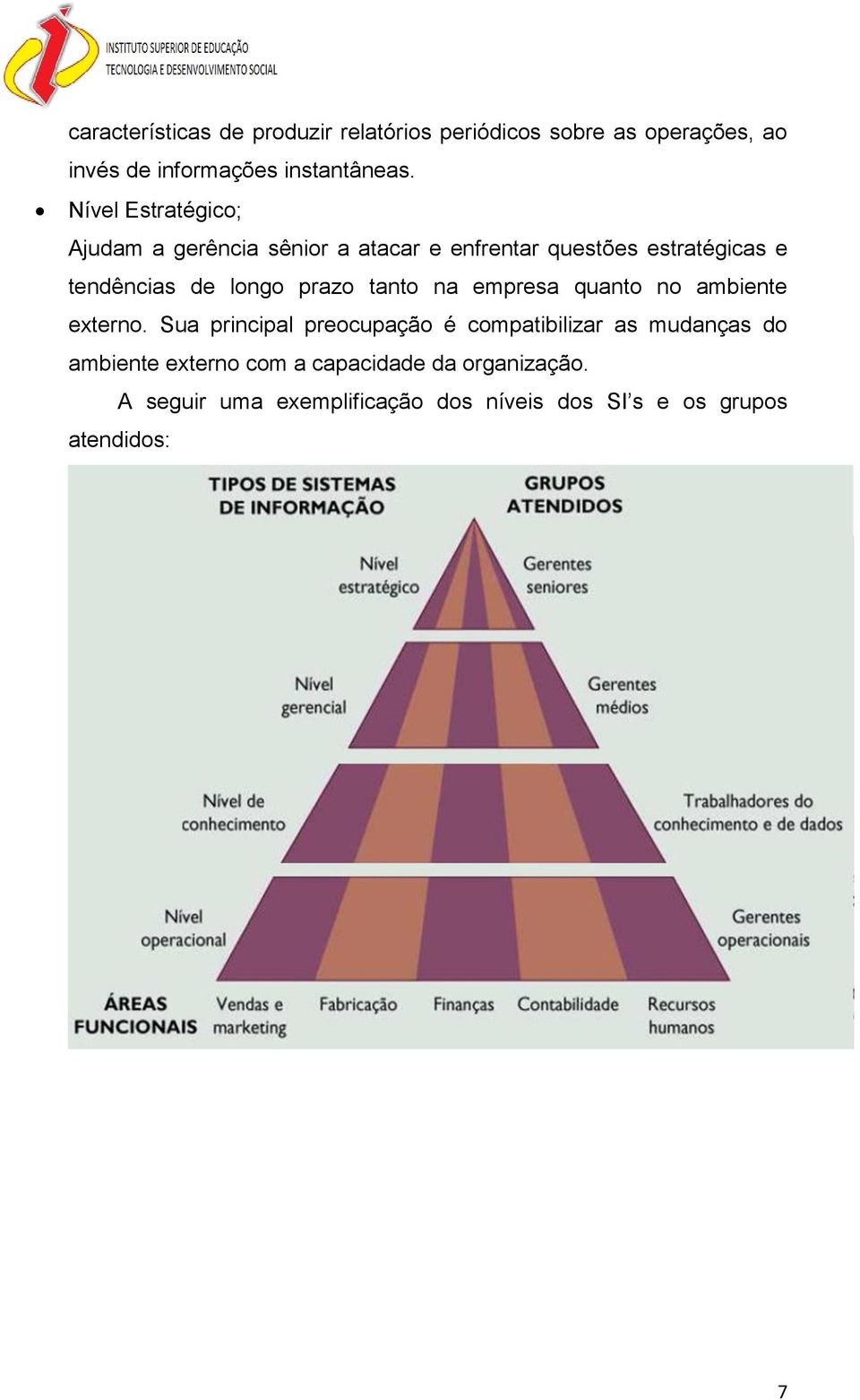 prazo tanto na empresa quanto no ambiente externo.