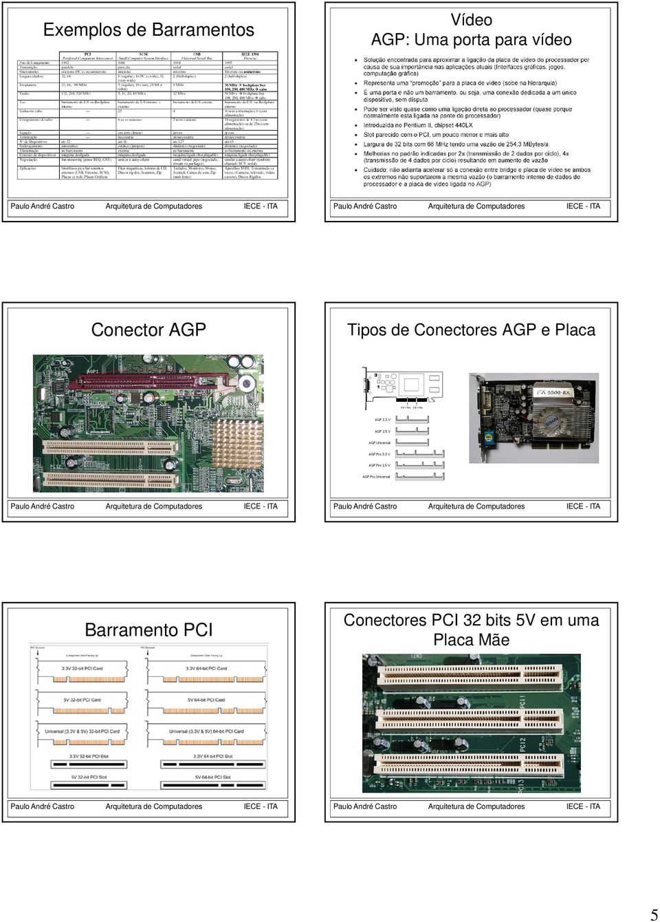 Conectores AGP e Placa Barramento PCI