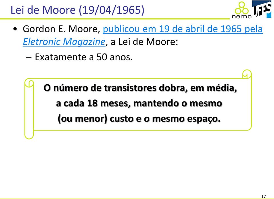 Magazine, a Lei de Moore: Exatamente a 50 anos.