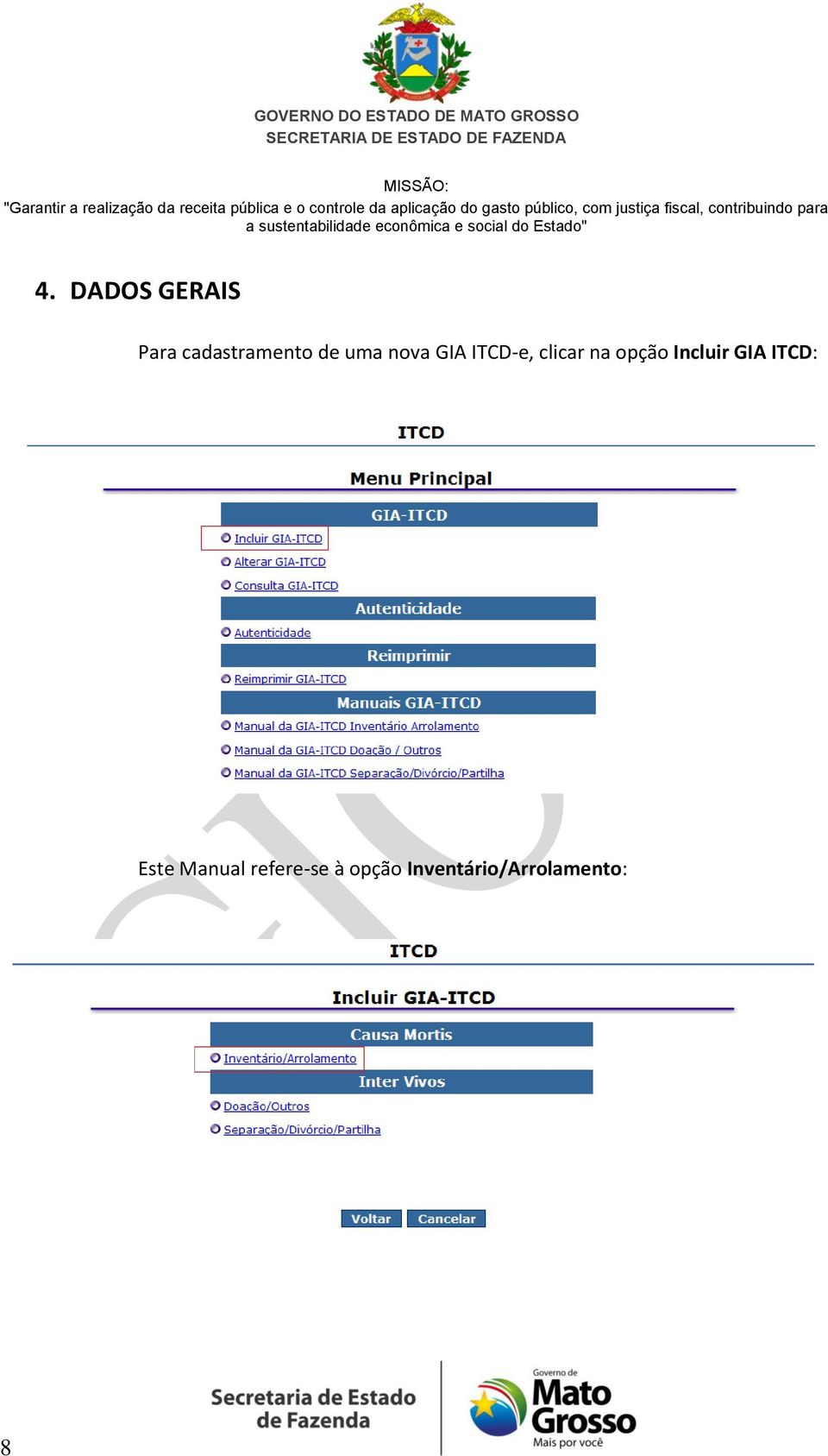 opção Incluir GIA ITCD: Este Manual