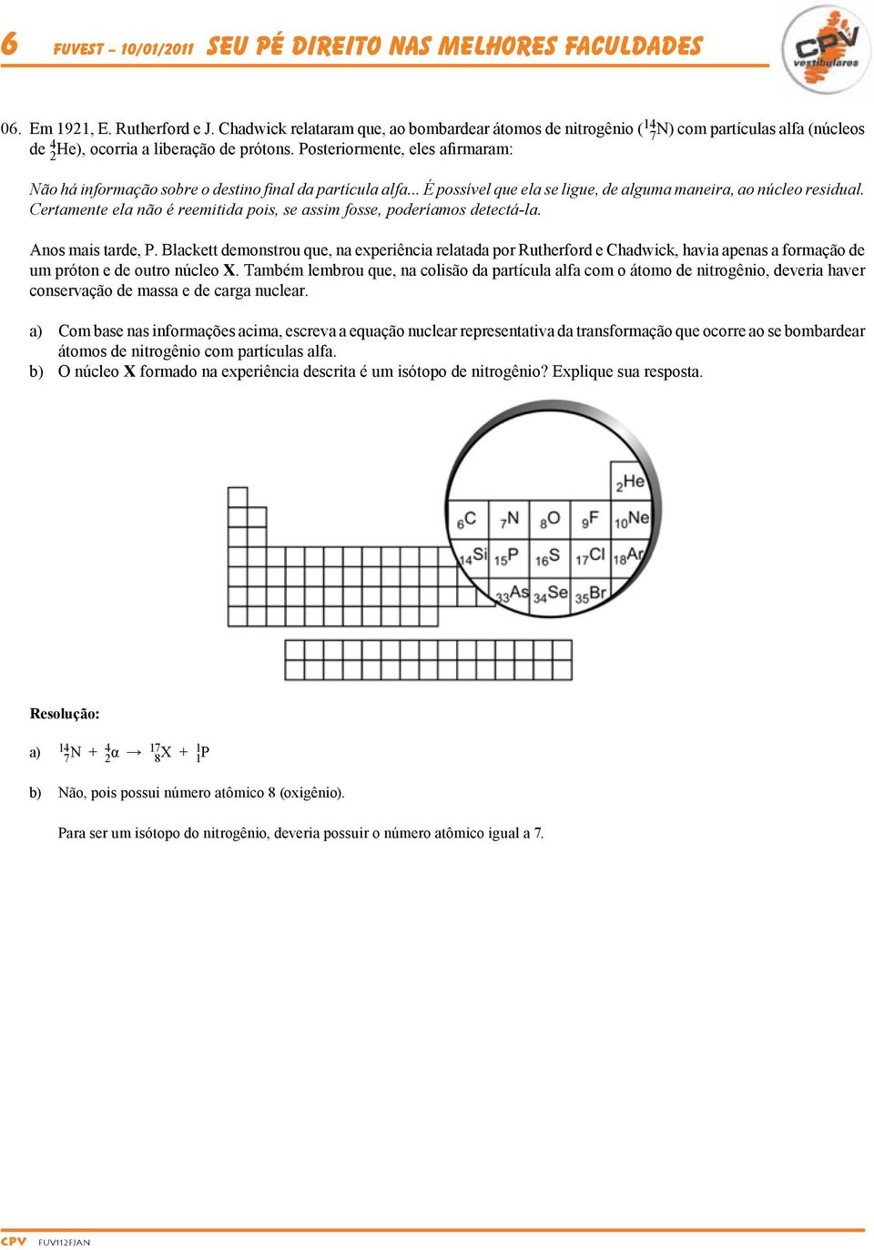 Posteriormente, eles afirmaram: Não há informação sobre o destino final da partícula alfa... É possível que ela se ligue, de alguma maneira, ao núcleo residual.