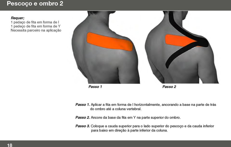 ombro até a coluna vertebral. Ancore da base da fita em Y na parte superior do ombro. Passo 3.