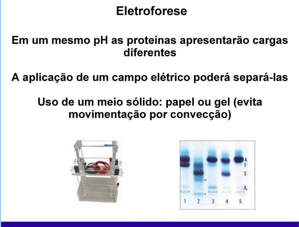 campo elétrico poderá separá-las Uso de um meio