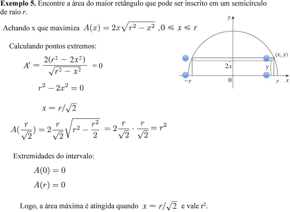 semicírculo de raio r.