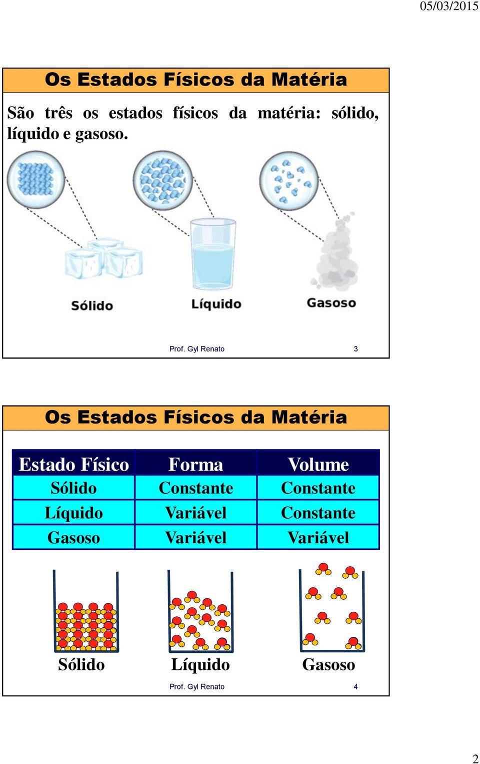 Gyl Renato 3 Os Estados Físicos da Matéria Estado Físico Forma Volume Sólido