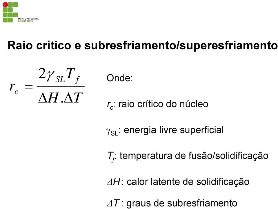 livre superficial i T f: temperatura de