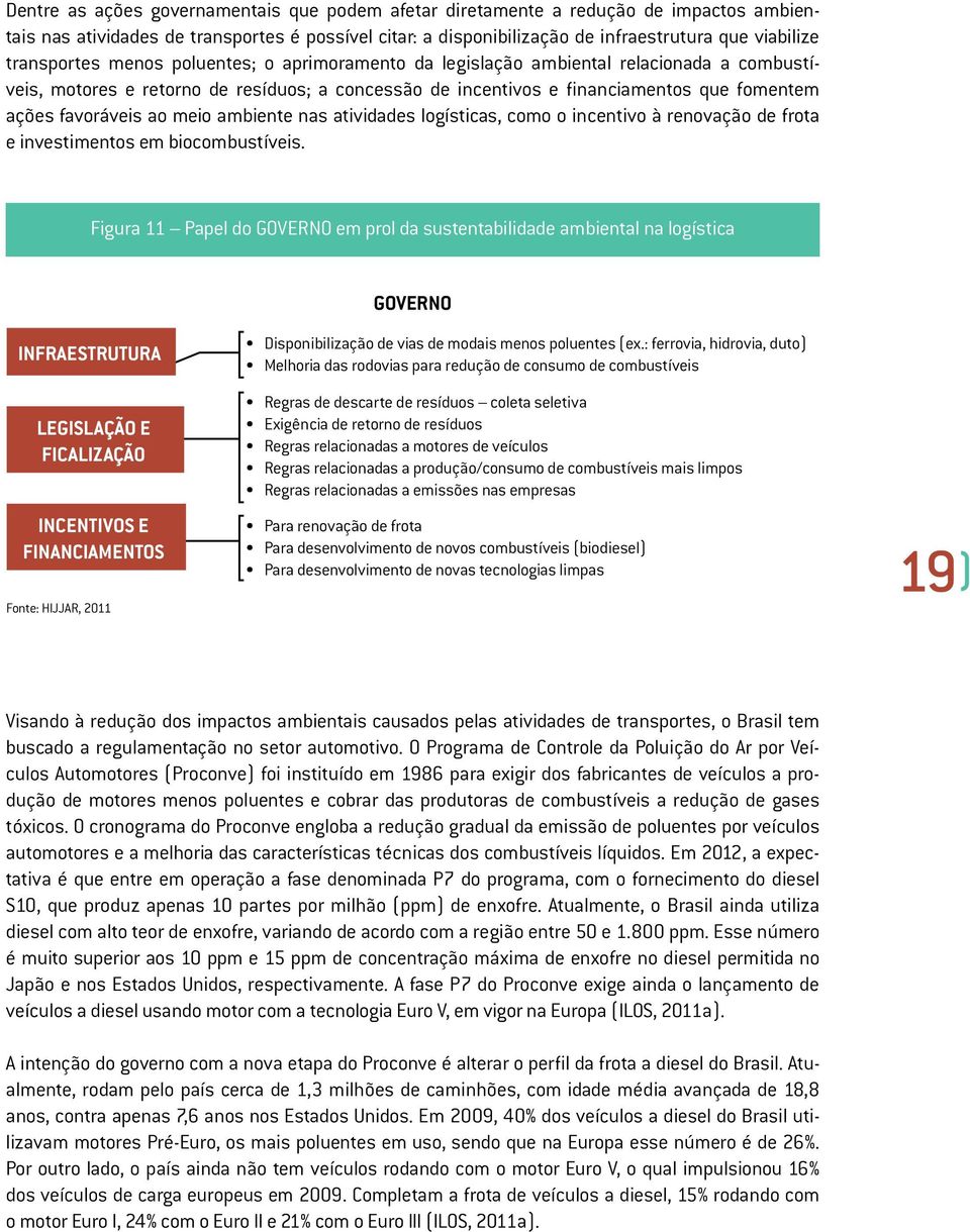 favoráveis ao meio ambiente nas atividades logísticas, como o incentivo à renovação de frota e investimentos em biocombustíveis.