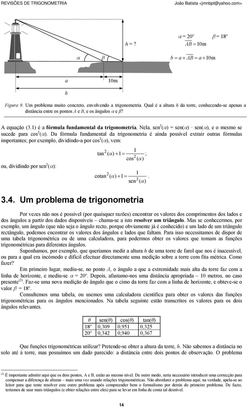 Nela, sen (α) = sen(α) sen(α), e o mesmo se sucede para cos (α).