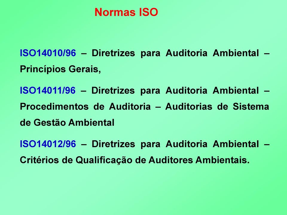 Auditoria Auditorias de Sistema de Gestão Ambiental ISO14012/96