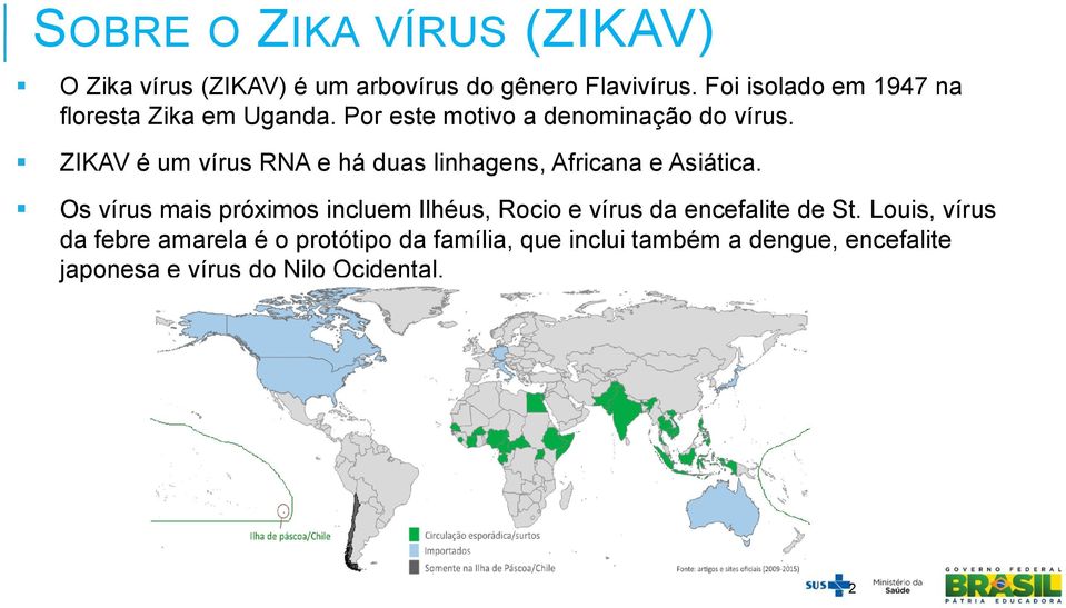 ZIKAV é um vírus RNA e há duas linhagens, Africana e Asiática.