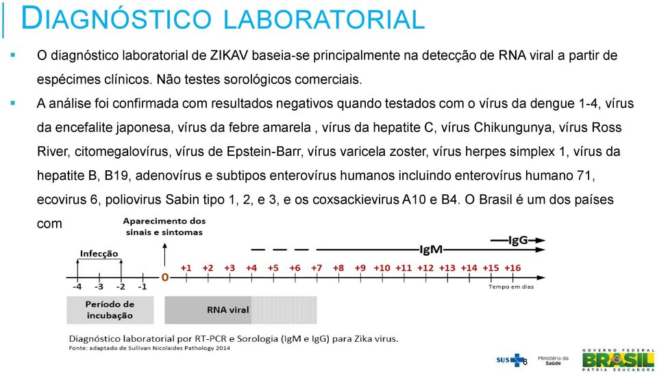 Chikungunya, vírus Ross River, citomegalovírus, vírus de Epstein-Barr, vírus varicela zoster, vírus herpes simplex 1, vírus da hepatite B, B19, adenovírus e subtipos enterovírus