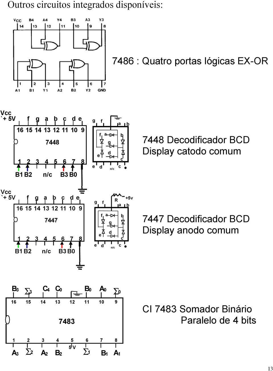 d e 6 5 4 3 2 9 2 3 4 5 6 7 8 B B2 7447 n/c B3 B g e f f a g d R a e d c n/c b c +5v b 7447 Decodificador BCD Display