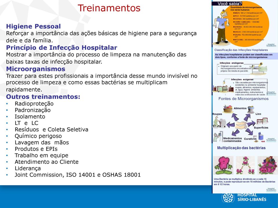 Microorganismos Trazer para estes profissionais a importância desse mundo invisível no processo de limpeza e como essas bactérias se multiplicam rapidamente.