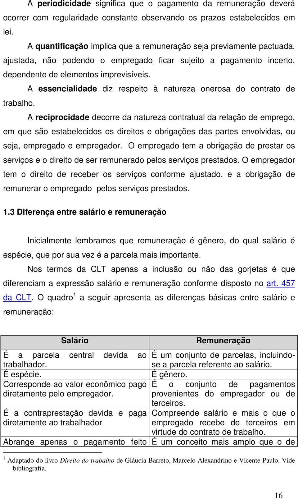 A essencialidade diz respeito à natureza onerosa do contrato de trabalho.