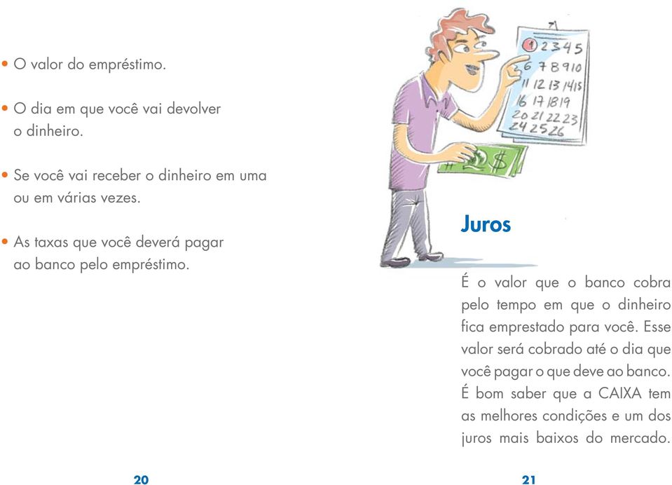 As taxas que você deverá pagar ao banco pelo empréstimo.