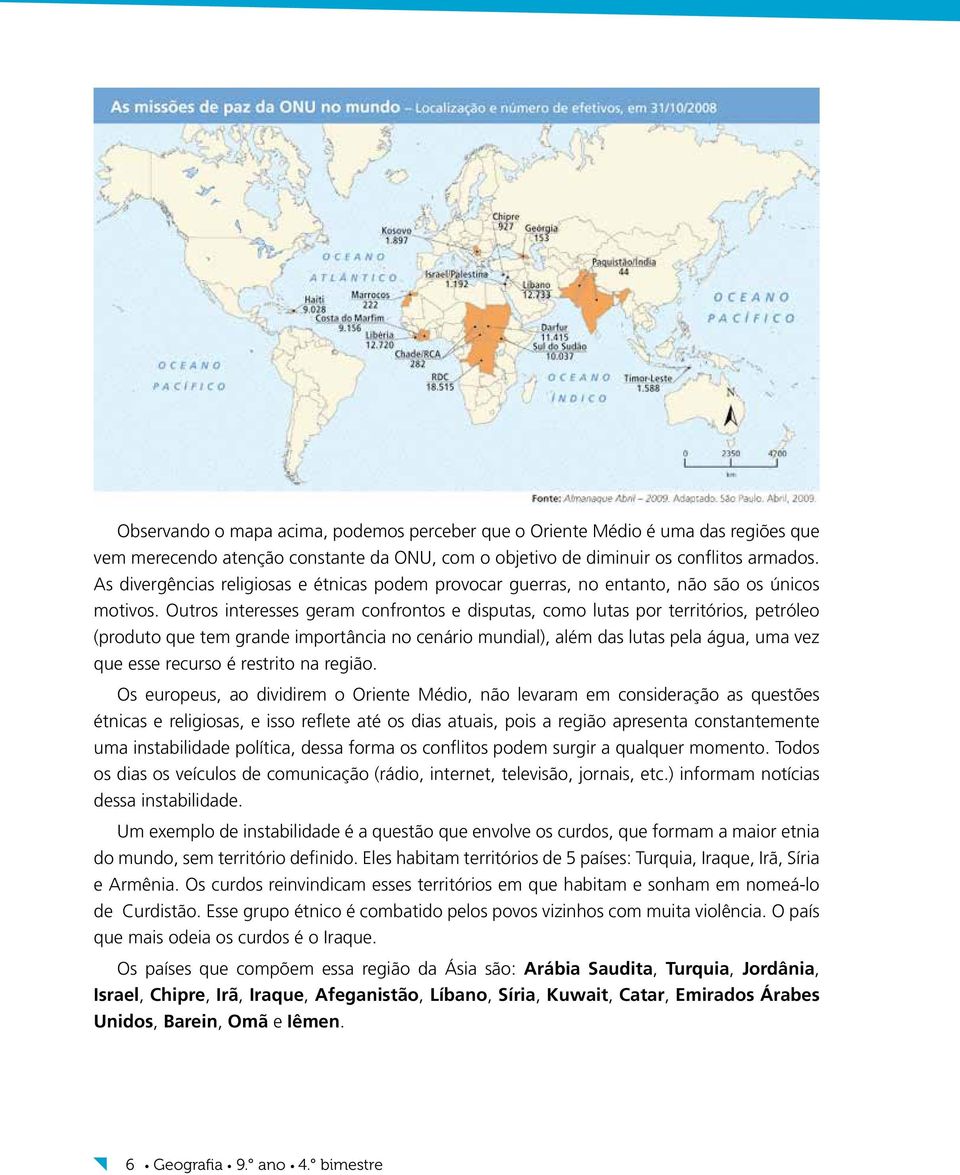 Outros interesses geram confrontos e disputas, como lutas por territórios, petróleo (produto que tem grande importância no cenário mundial), além das lutas pela água, uma vez que esse recurso é