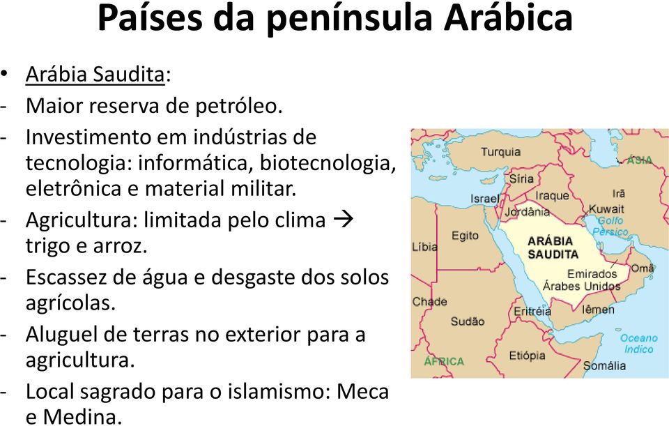 militar. - Agricultura: limitada pelo clima trigo e arroz.