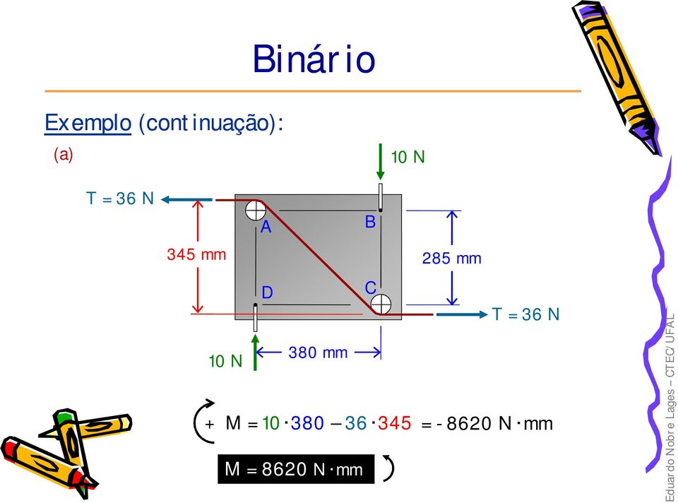 T = 36 N 380 mm 10 N + M = 10 380