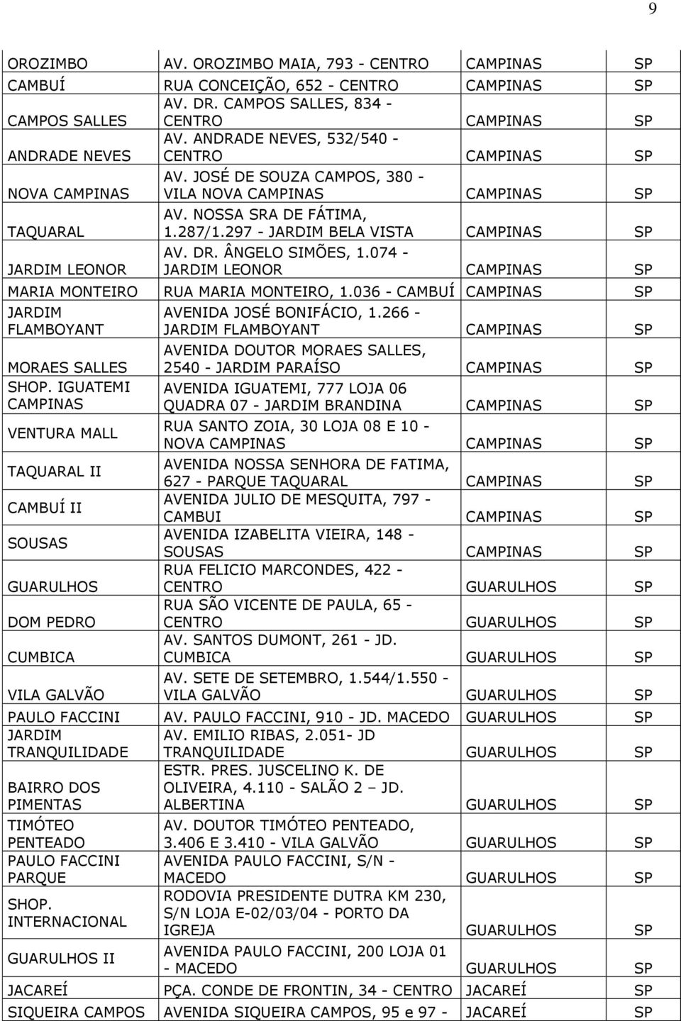 ÂNGELO SIMÕES, 1.074 - JARDIM LEONOR CAMPINAS MARIA MONTEIRO RUA MARIA MONTEIRO, 1.036 - CAMBUÍ CAMPINAS JARDIM FLAMBOYANT MORAES SALLES SHOP.