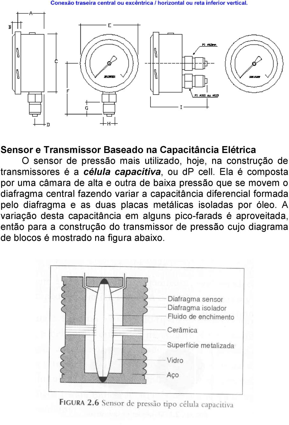 Ela é composta por uma câmara de alta e outra de baixa pressão que se movem o diafragma central fazendo variar a capacitância