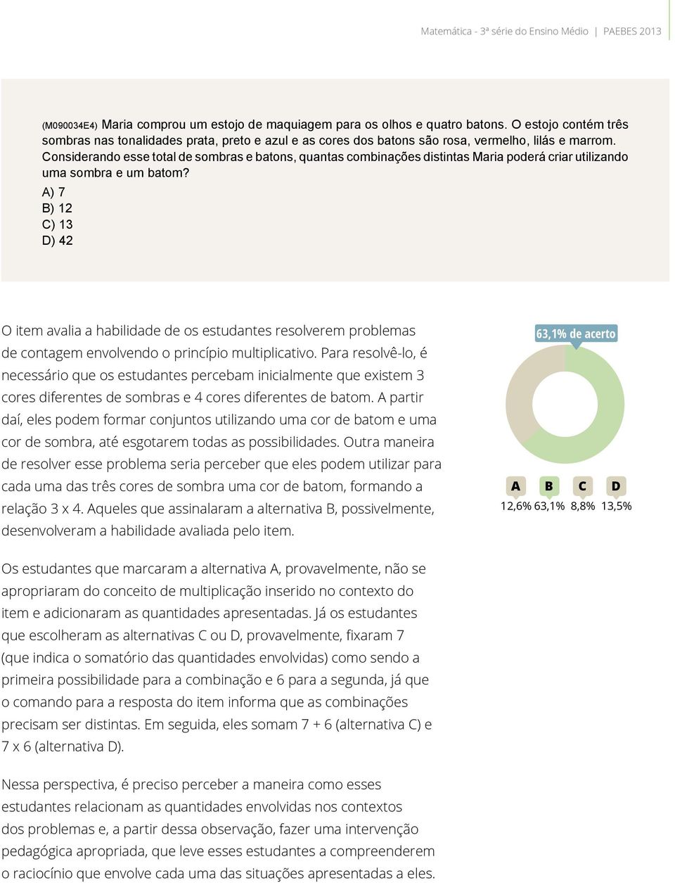 Considerando esse total de sombras e batons, quantas combinações distintas Maria poderá criar utilizando uma sombra e um batom?