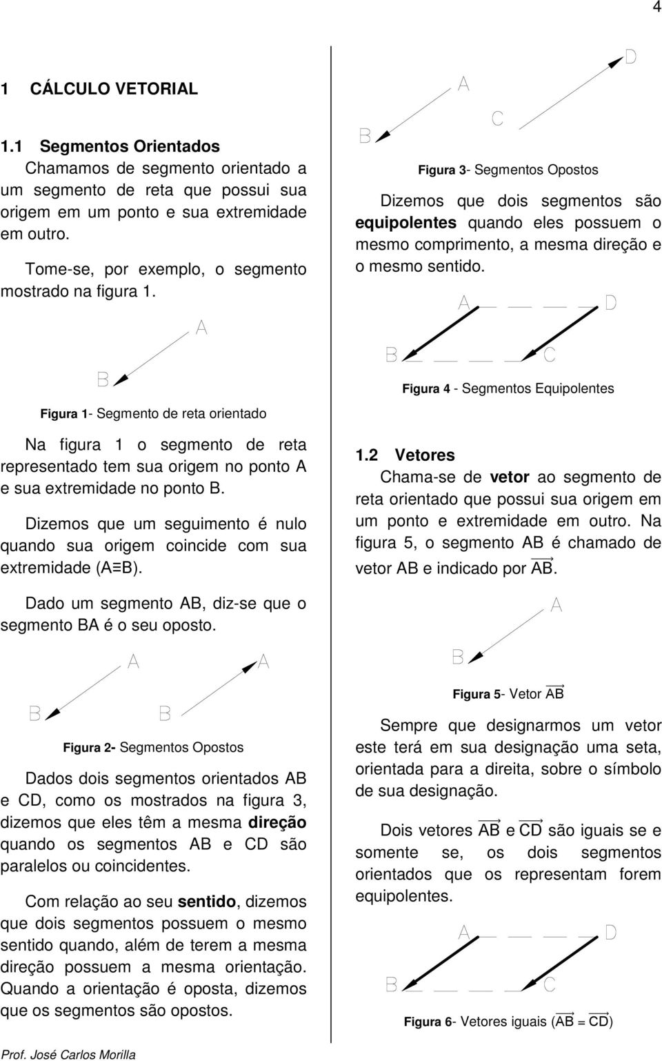 Figura 3- Segmentos Opostos Dizemos que dois segmentos são equipolentes quando eles possuem o mesmo comprimento, a mesma direção e o mesmo sentido.