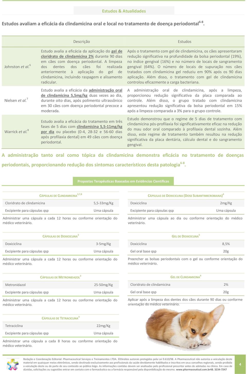 A limpeza dos dentes dos cães foi realizada anteriormente à aplicação do gel de clindamicina, incluindo raspagem e alisamento radicular.