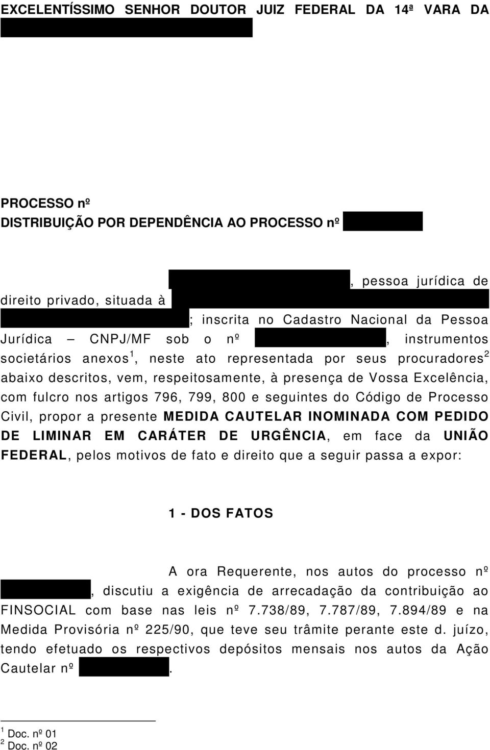 P; inscrita no Cadastro Nacional da Pessoa Jurídica CNPJ/MF sob o nº 61.383.